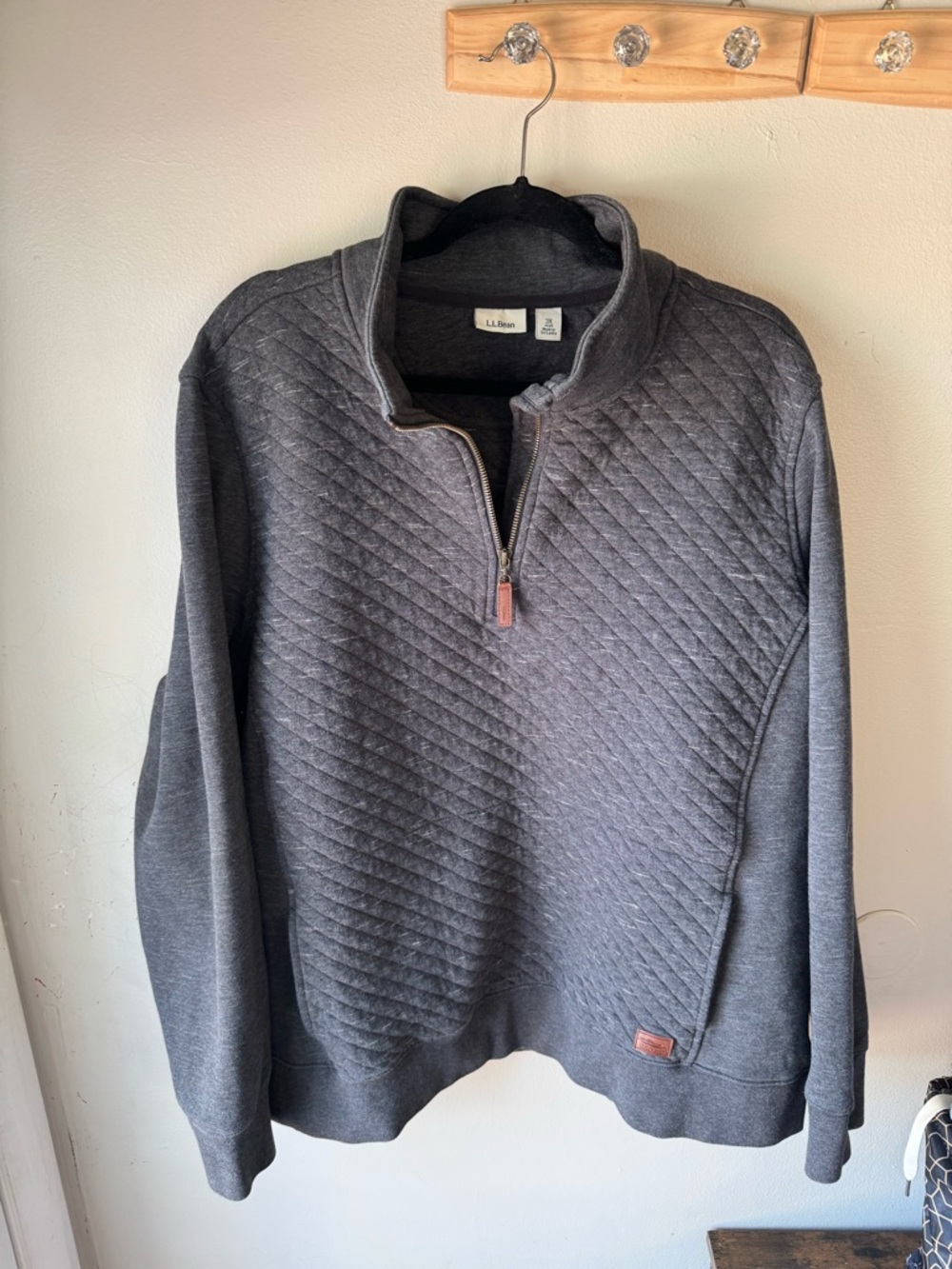 L.L. Bean Quilted Quarter-Zip Pullover Sweatshirt - Women's 3X Plus Grey